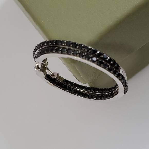 Jewelry - Sterling Silver 925 Onyx Hoop Earrings